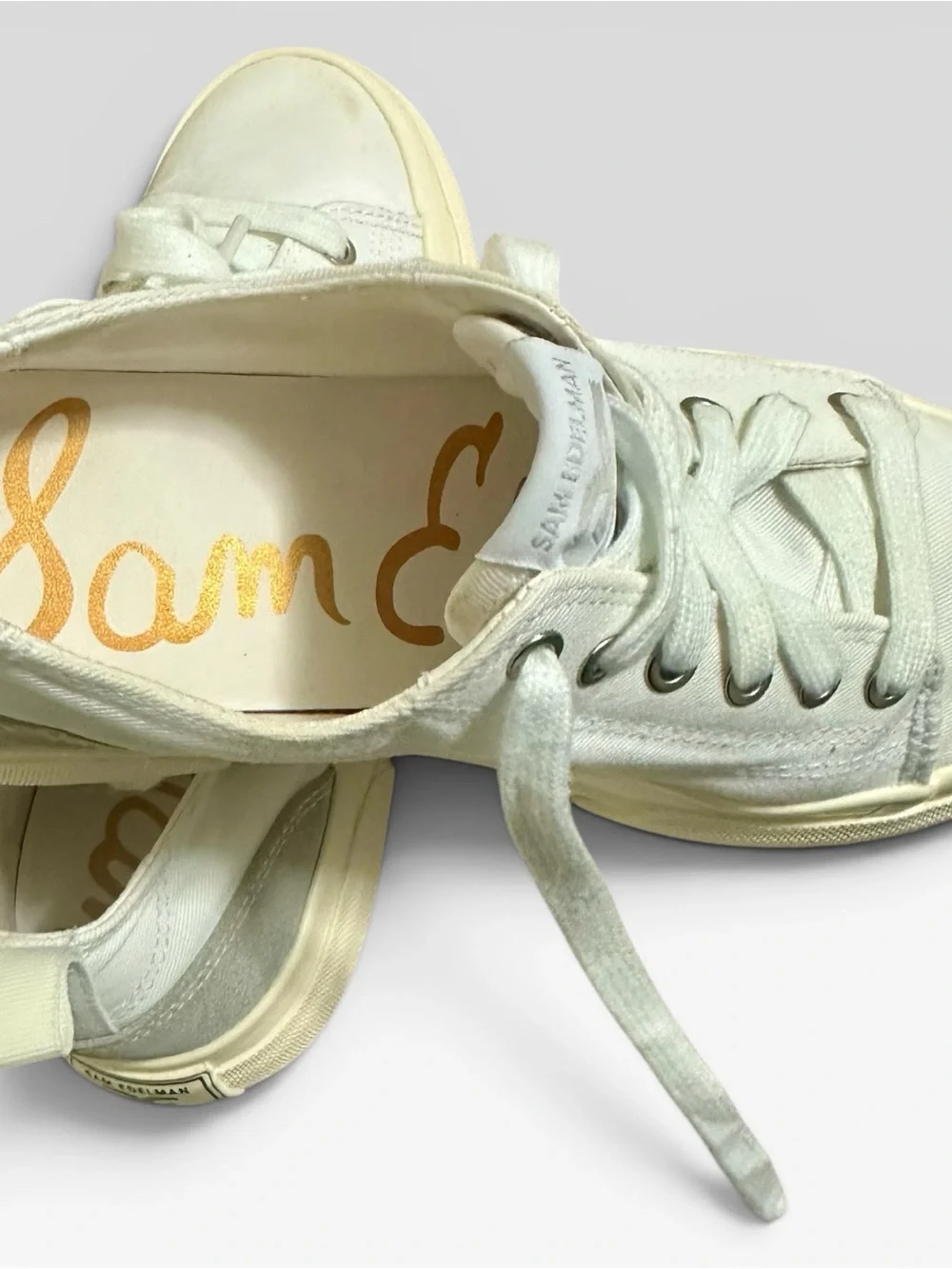 Sam Edelman Women’s Platform Canvas Sneakers White Size 6.5 Lace Up Casual